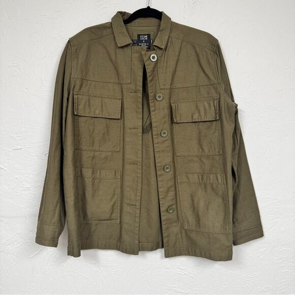Stone Row X Georgia May Jagger Green Utility Jacket Womens M Lightweight Casual - Picture 1 of 9